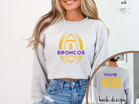 BRONCOS Adult Sweatshirt with Custom Back Name