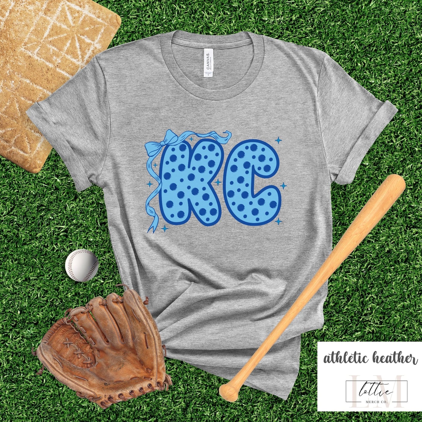 KC Polka Dot Bow Baseball T-Shirt