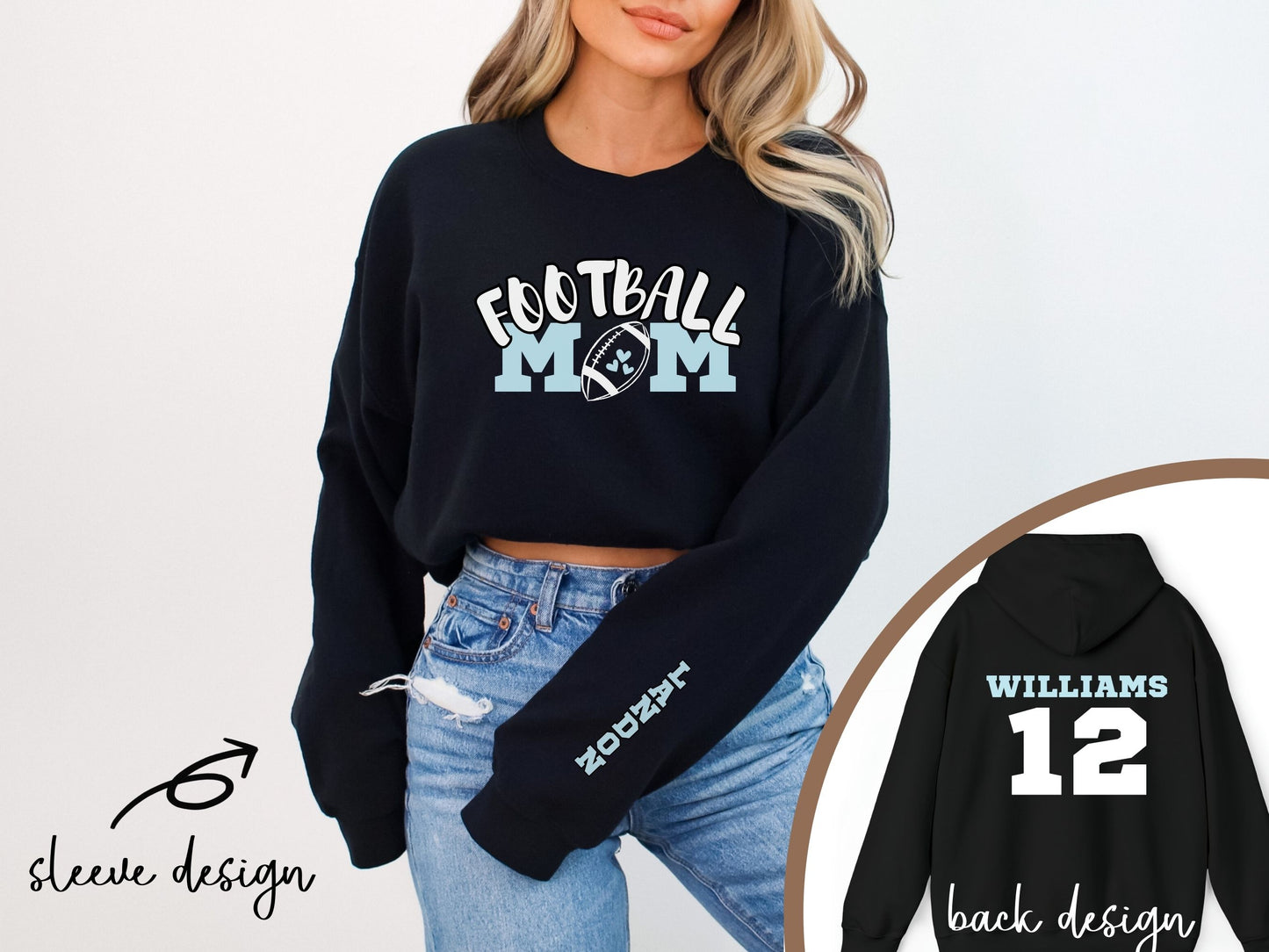 Personalized Football Mom Crewneck Sweatshirt