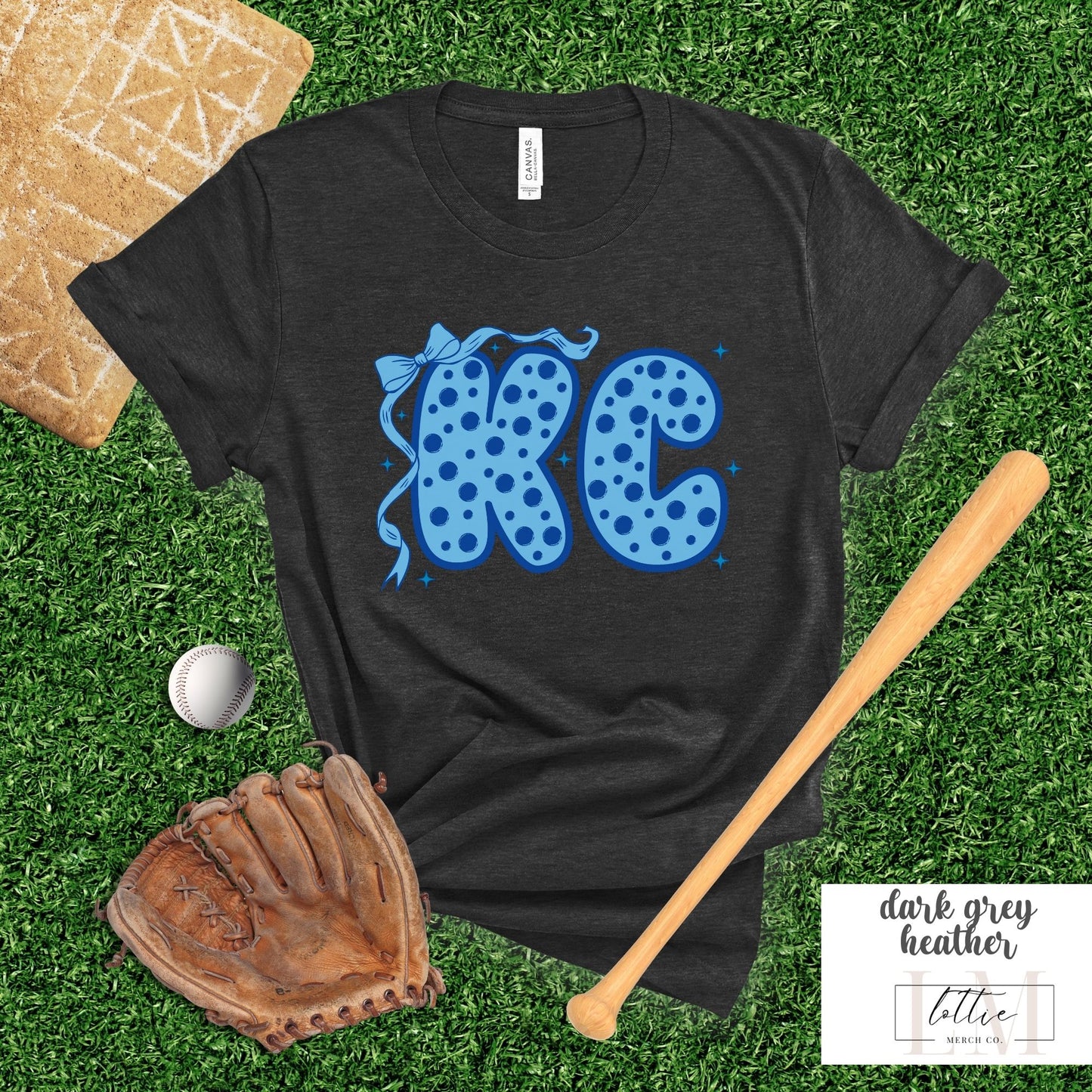 KC Polka Dot Bow Baseball T-Shirt