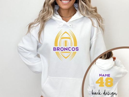 Adult Unisex Broncos Hoodie with Custom Name and Number