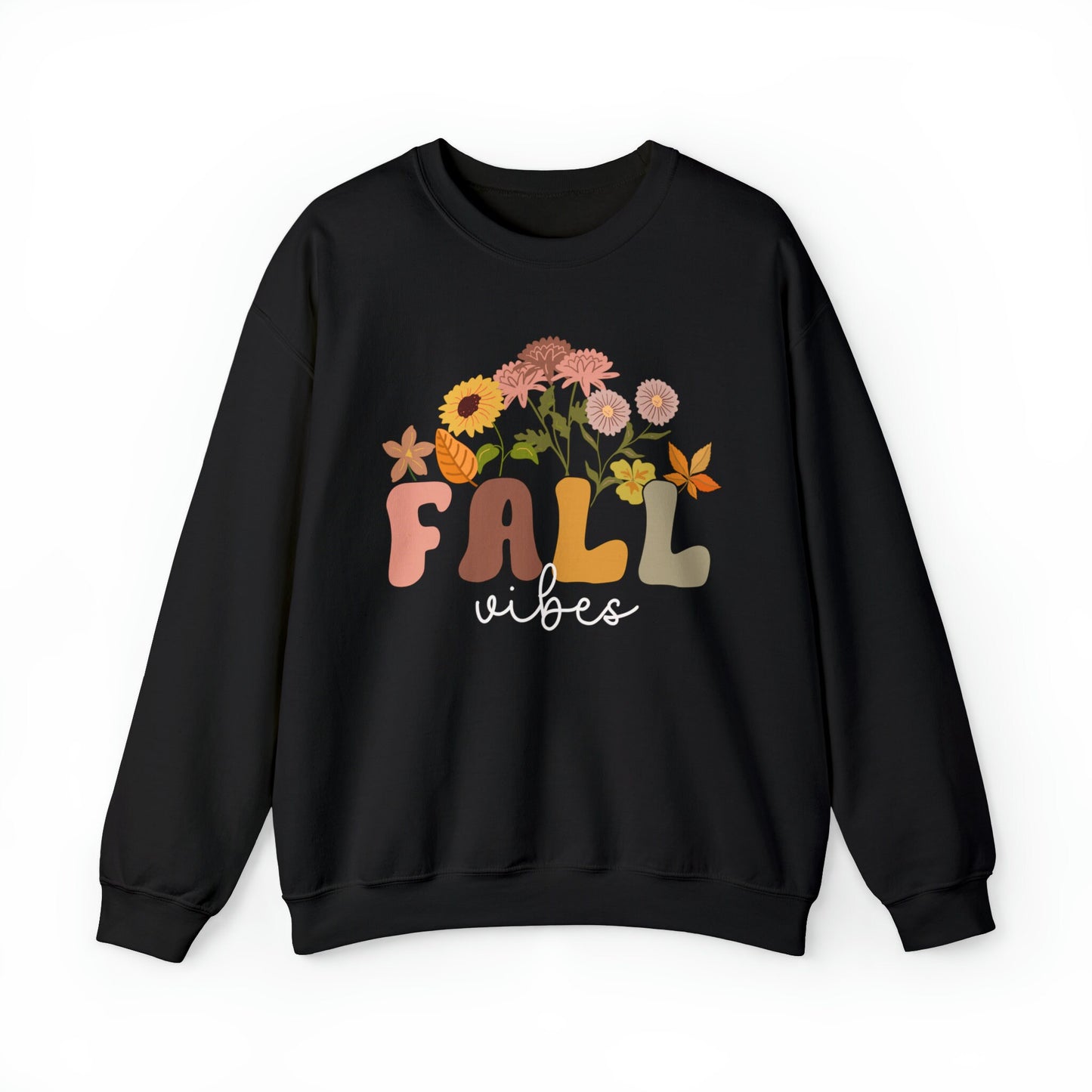 Fall Vibes Sweatshirt | Fall Vibes Shirt for Women | Retro Fall Vibes | Autumn Sweatshirt | Cute Fall Sweatshirt for Women Floral Fall Shirt