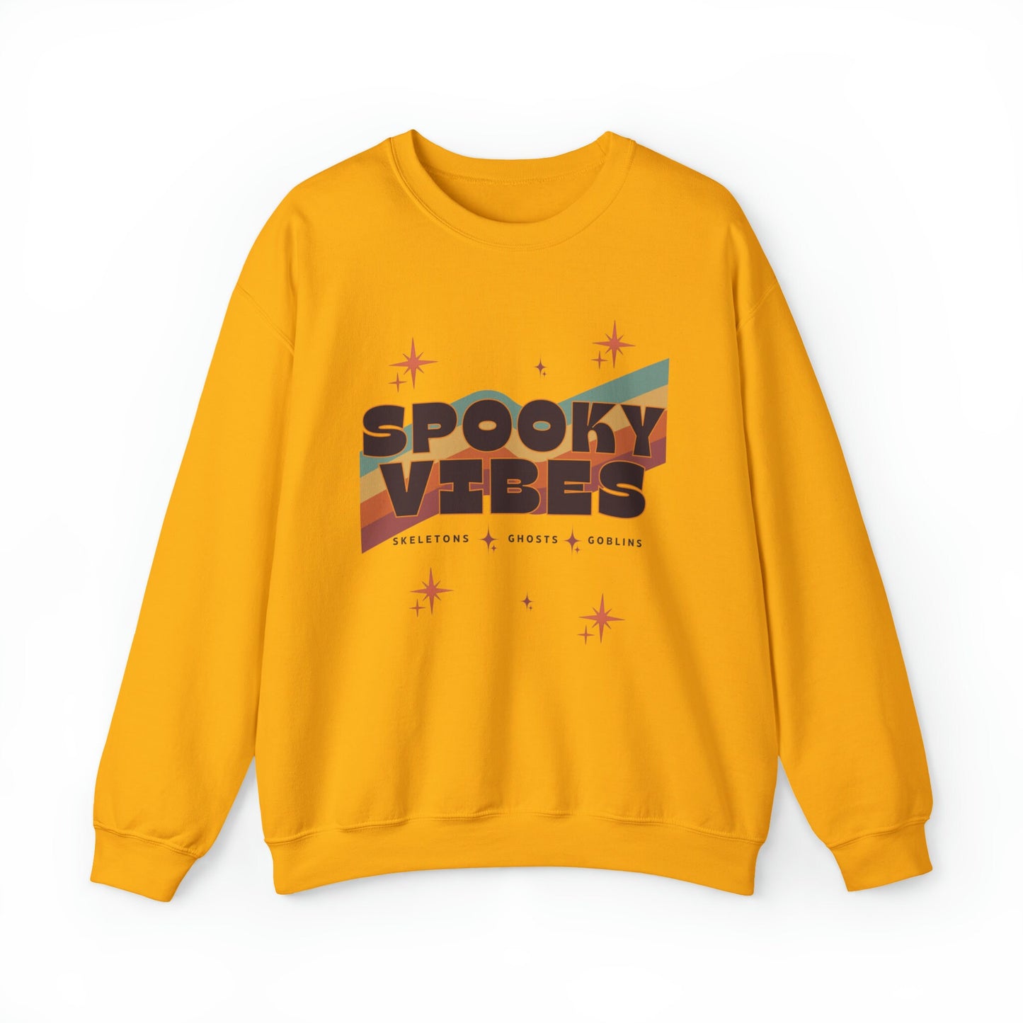 Spooky Vibes Sweatshirt | Cute Fall Sweatshirt for Women | Retro Groovy Sweatshirt Halloween | Ghosts Goblins Skeletons Spooky Season Shirt