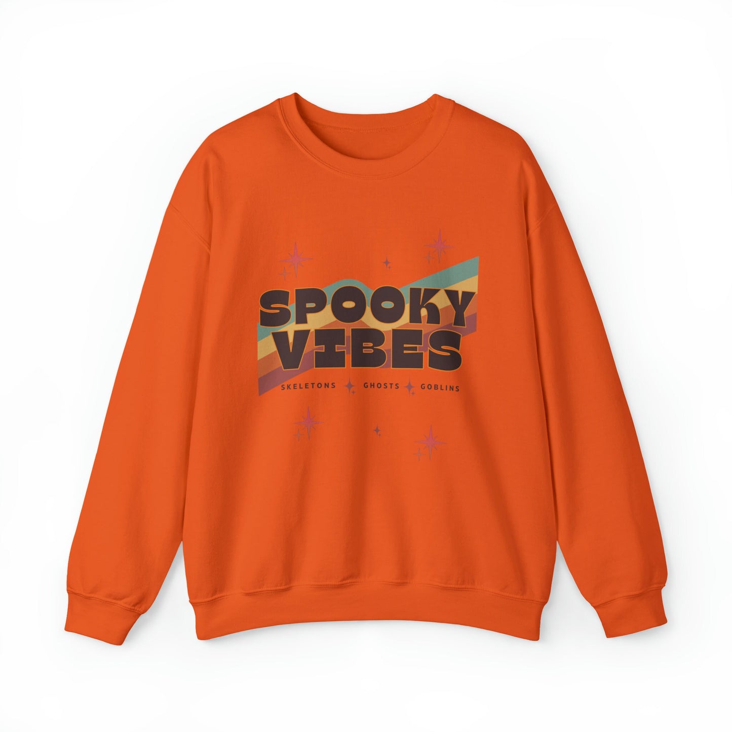 Spooky Vibes Sweatshirt | Cute Fall Sweatshirt for Women | Retro Groovy Sweatshirt Halloween | Ghosts Goblins Skeletons Spooky Season Shirt