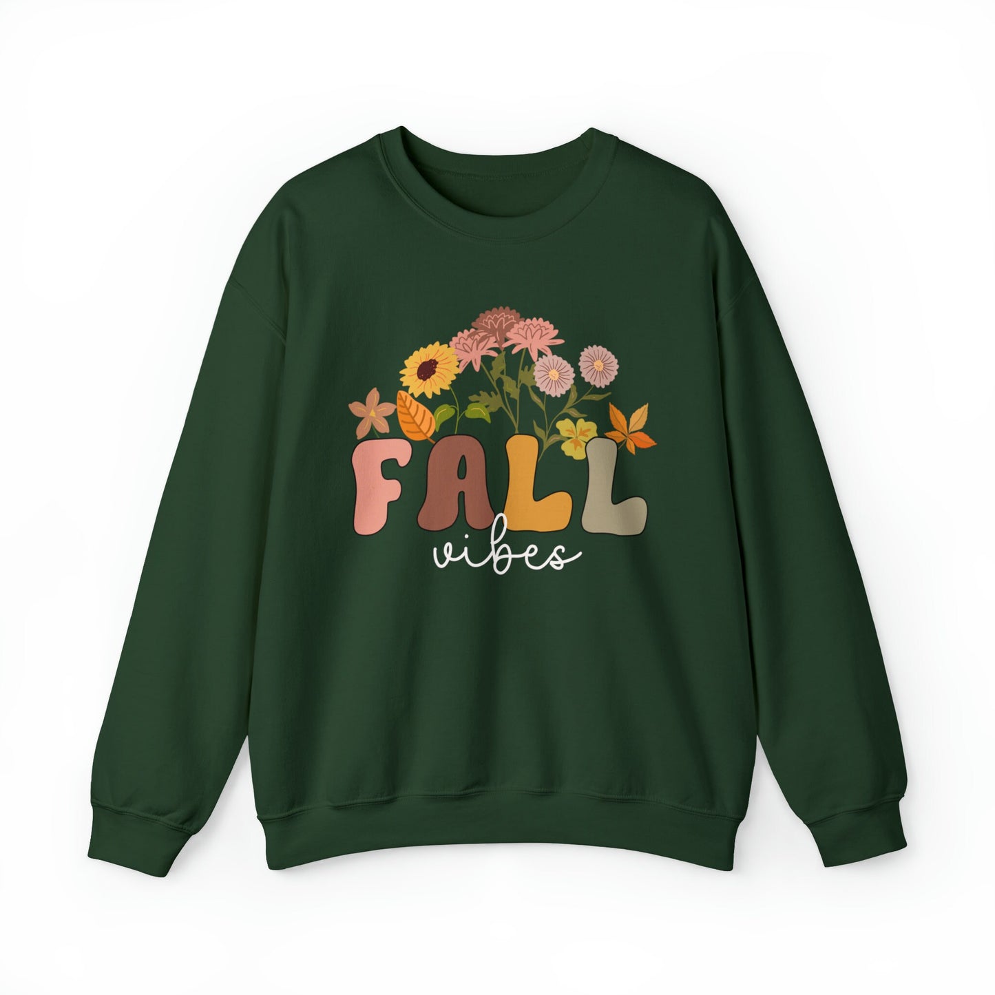 Fall Vibes Sweatshirt | Fall Vibes Shirt for Women | Retro Fall Vibes | Autumn Sweatshirt | Cute Fall Sweatshirt for Women Floral Fall Shirt