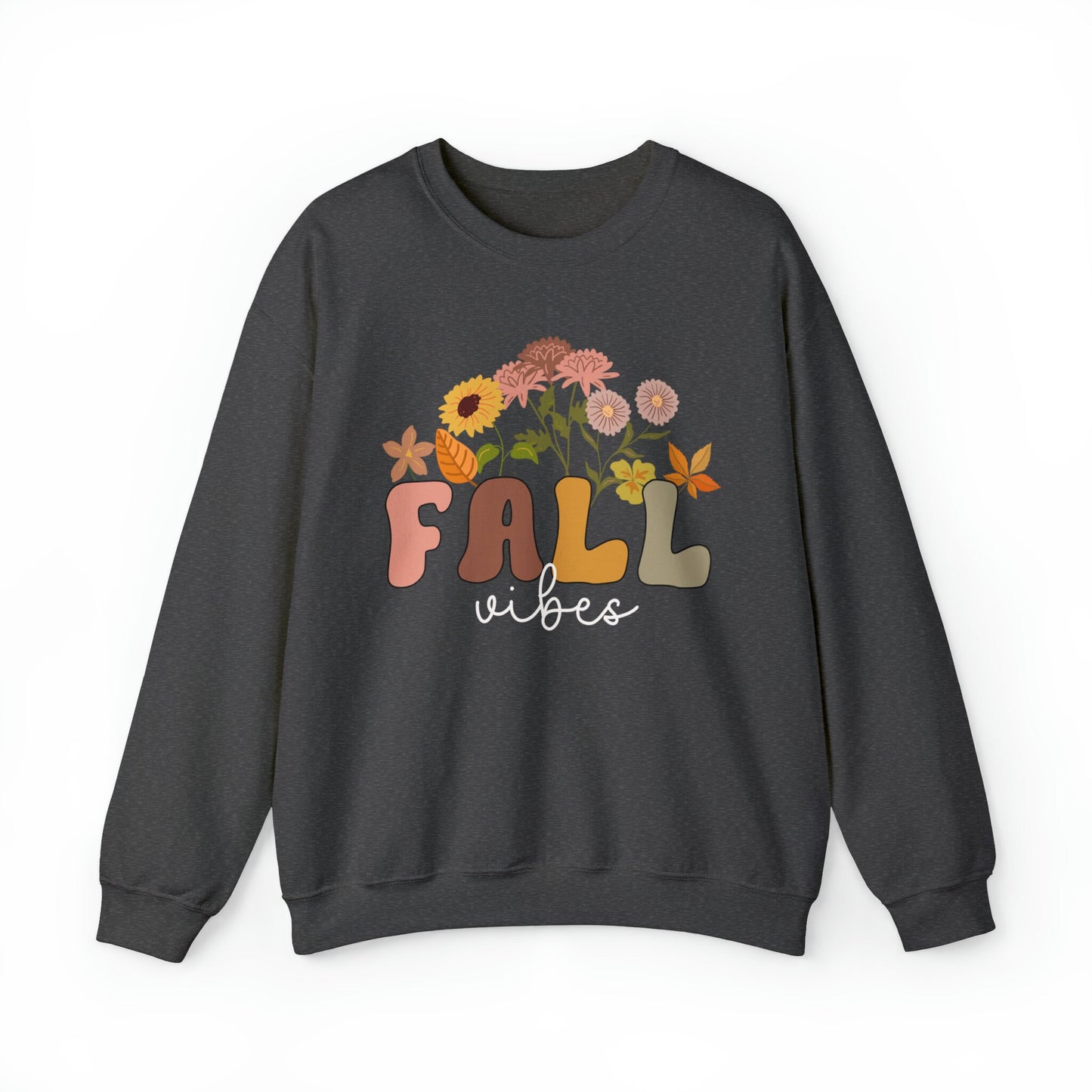 Fall Vibes Sweatshirt | Fall Vibes Shirt for Women | Retro Fall Vibes | Autumn Sweatshirt | Cute Fall Sweatshirt for Women Floral Fall Shirt