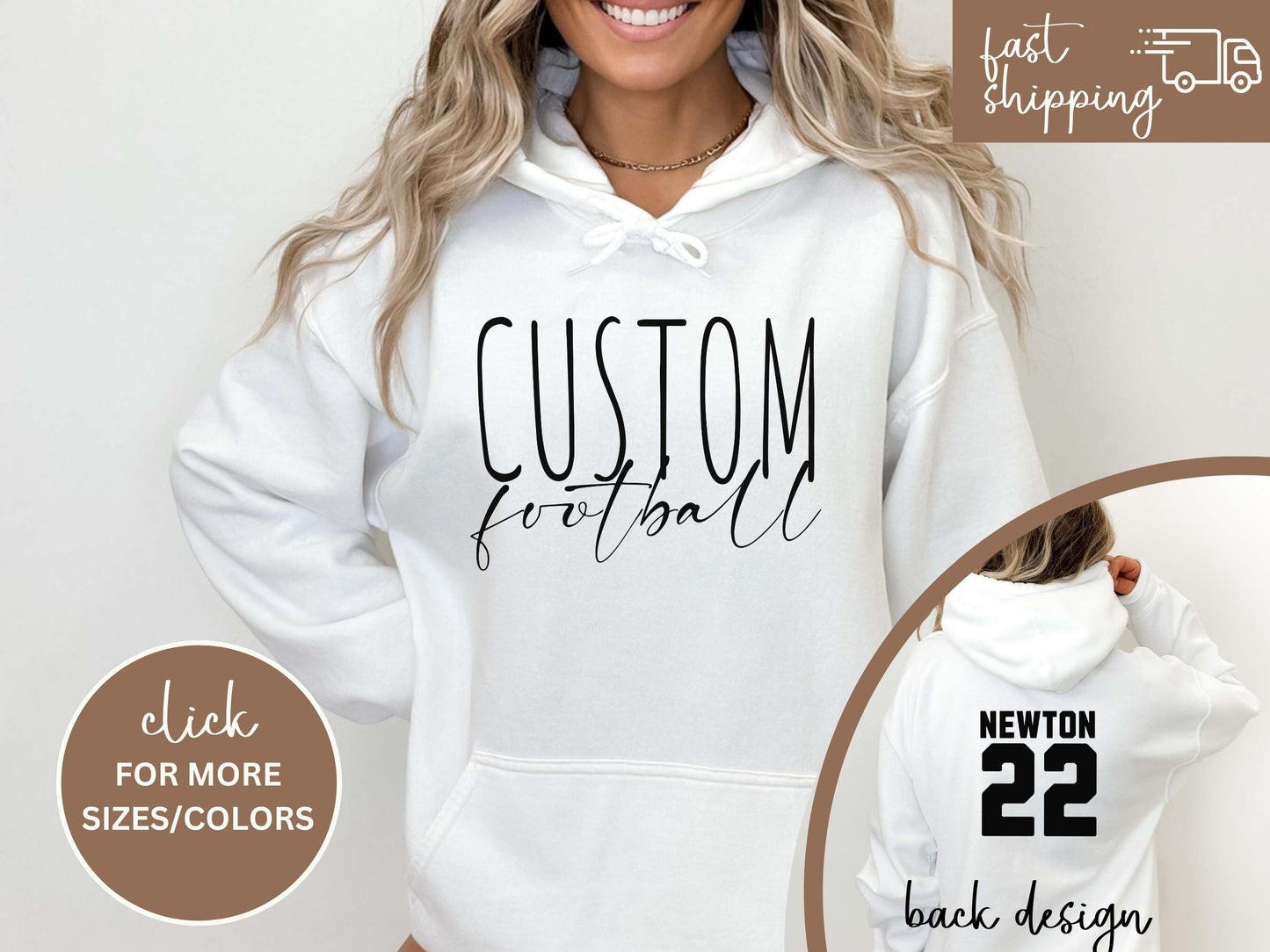 Custom Football Tshirt Hoodie Sweatshirt, Football Spirit Wear, Mom Hoodie, Football Cheer Mom, Football Dad Hoodie, Custom Team Colors No