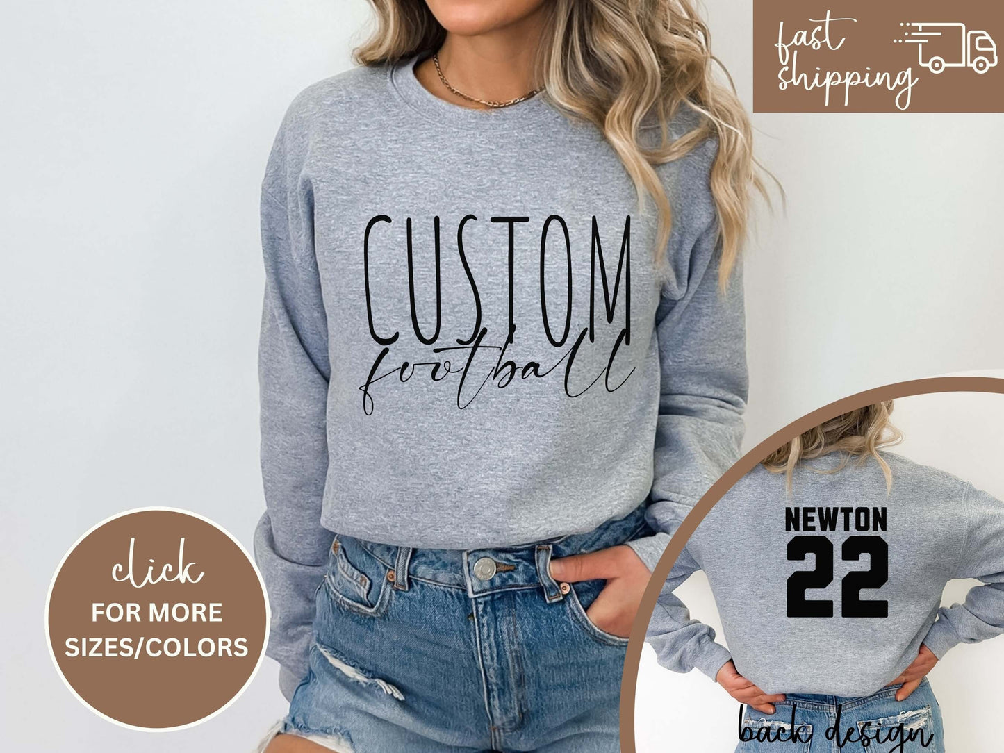 Custom Football Tshirt Hoodie Sweatshirt, Football Spirit Wear, Mom Hoodie, Football Cheer Mom, Football Dad Hoodie, Custom Team Colors No
