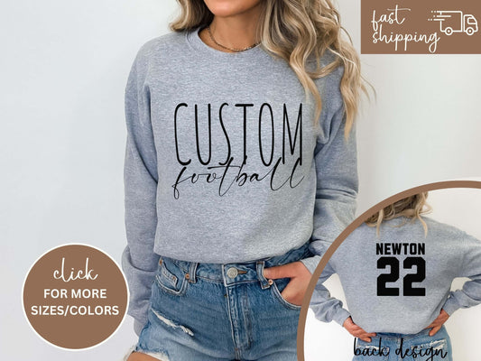 Custom Football Tshirt Hoodie Sweatshirt, Football Spirit Wear, Mom Hoodie, Football Cheer Mom, Football Dad Hoodie, Custom Team Colors No