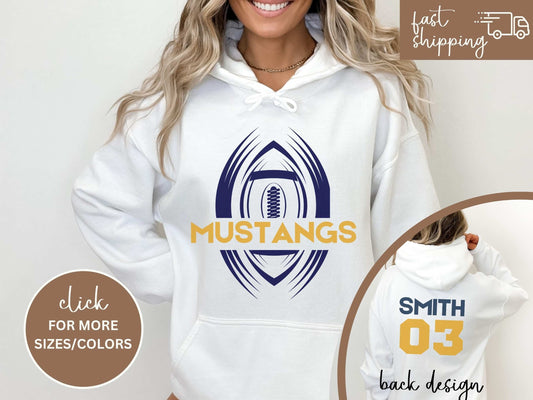 Custom Football Tshirt Hoodie Sweatshirt, Football Spirit Wear, Mom Hoodie, Football Cheer Mom, Football Dad Hoodie, Custom Team Colors No