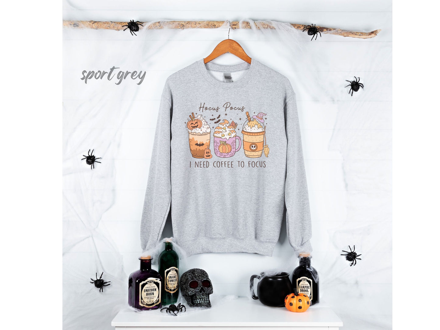 Halloween Sweatshirt | Halloween Coffee Shirt | Teacher Halloween Shirt | Hocus Pocus Need Coffee To Focus | Coffee Lover | Halloween Tee