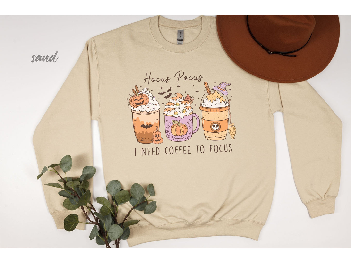 Halloween Sweatshirt | Halloween Coffee Shirt | Teacher Halloween Shirt | Hocus Pocus Need Coffee To Focus | Coffee Lover | Halloween Tee