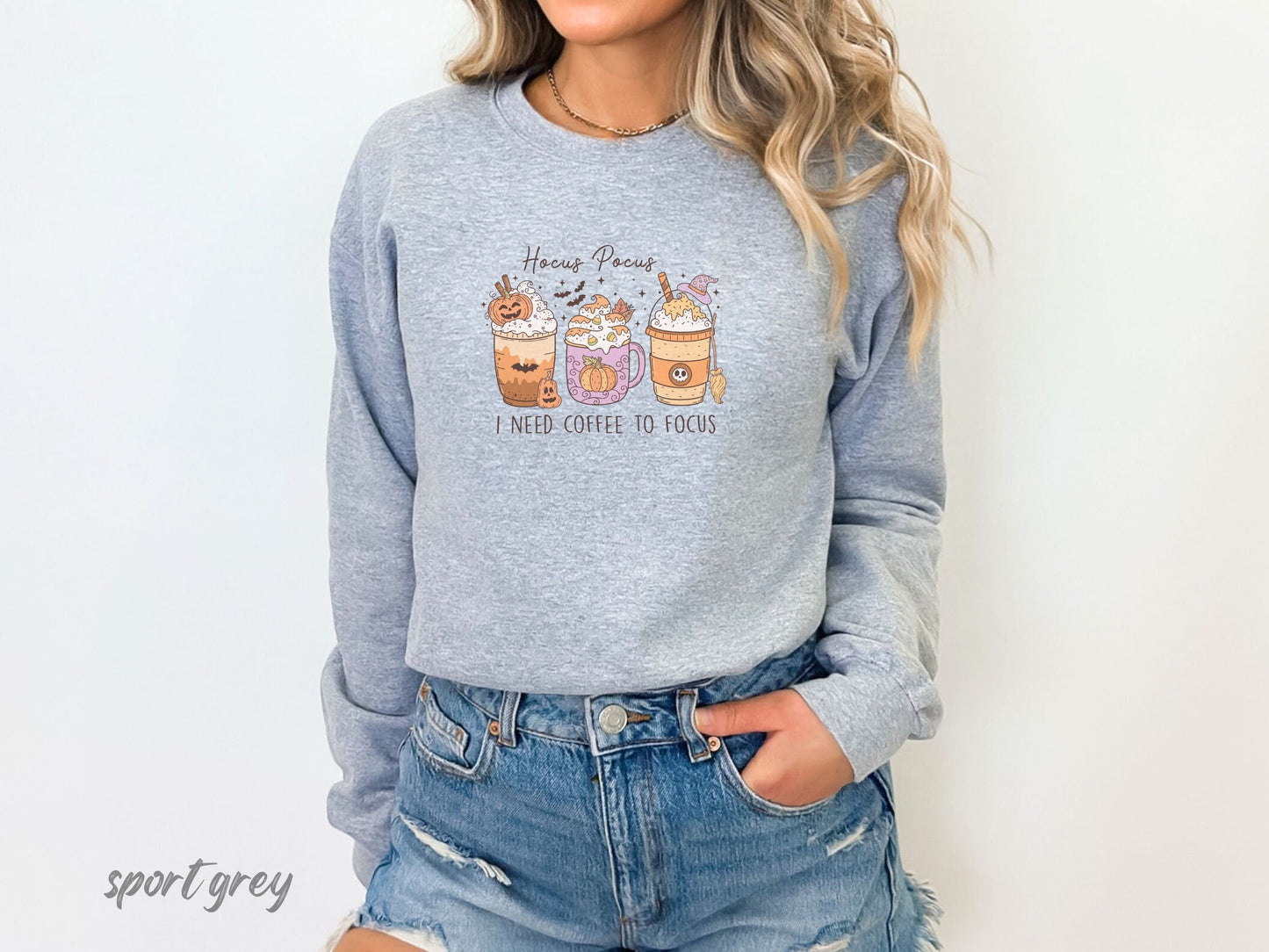 Halloween Sweatshirt | Halloween Coffee Shirt | Teacher Halloween Shirt | Hocus Pocus Need Coffee To Focus | Coffee Lover | Halloween Tee