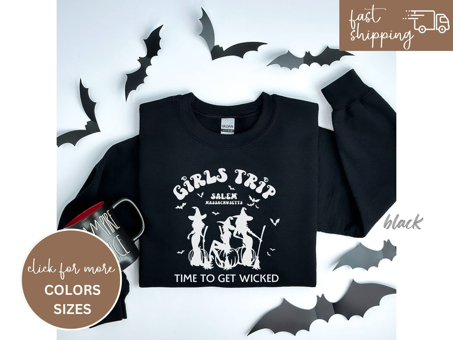 Halloween Sweatshirt, Girls Trip Salem Sweater, Vintage Halloween Shirt Retro, Halloween Witch Shirt, Salem Massachusetts, Salem Witches