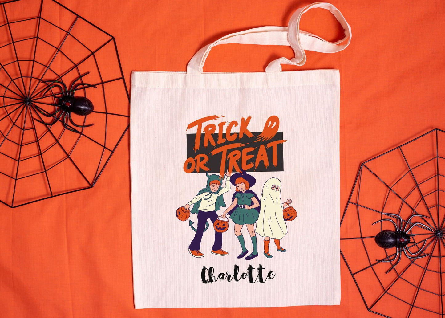 Personalized Halloween Trick or Treat Canvas Tote Bag, Halloween Bags for Kids, Candy Tote Bags, Halloween Tote Bag, Ghost Treat Bag