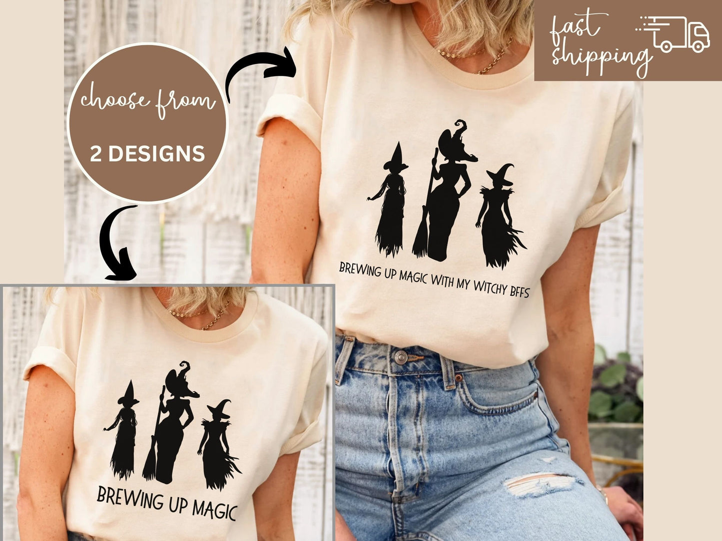 Halloween Witch Sweatshirt, Fall Shirt, Brewing Up Magic Witch Shirt, Halloween Funny Shirt, Witch Sisters Halloween, Witches Broom Tee, BFF