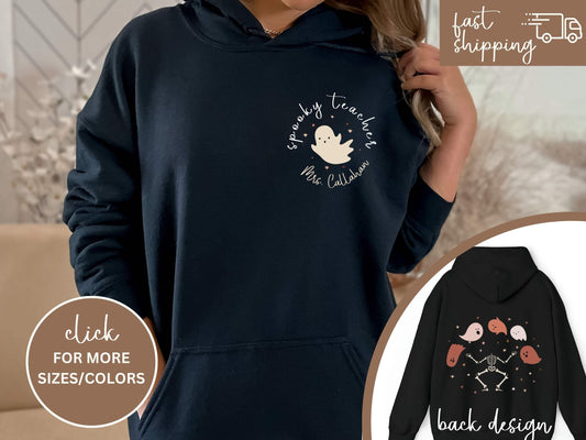 Customized Spooky Teacher Hoodie Sweatshirt, Teacher Ghost Halloween Shirts, Spooky Teacher Sweatshirt, Spooky Teacher Ghost Personalization