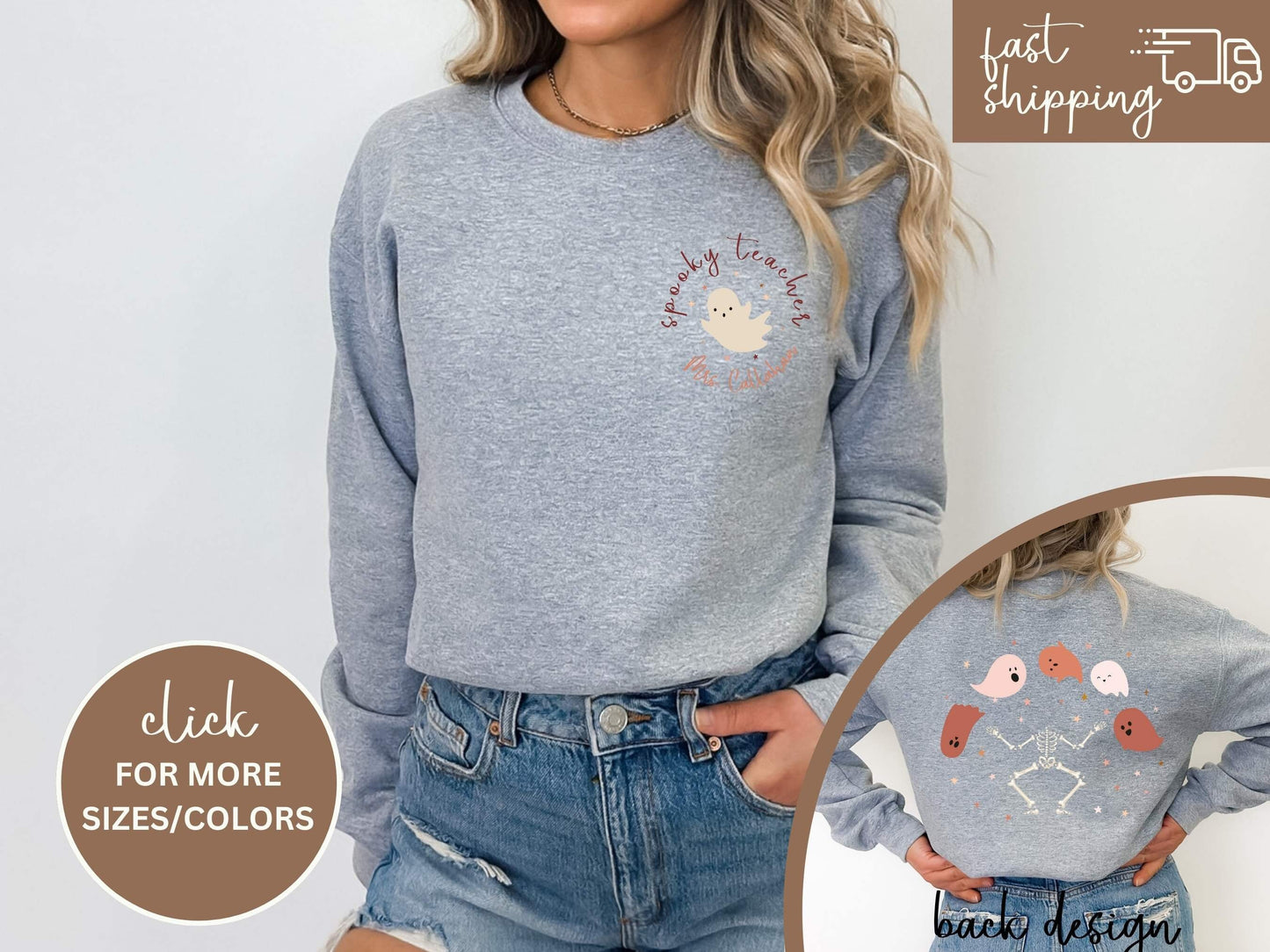 Customized Spooky Teacher Hoodie Sweatshirt, Teacher Ghost Halloween Shirts, Spooky Teacher Sweatshirt, Spooky Teacher Ghost Personalization