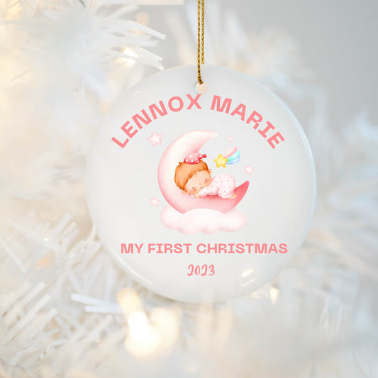 Baby's 1st Christmas Ornament, First Christmas, Photo Ornament, Christmas Ornament, 1st Christmas Gift, Personalized Ornament, Watercolor