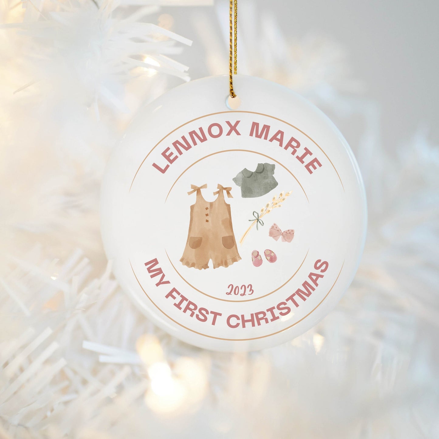 Boho Baby 1st Christmas Ornament, First Christmas, Photo Ornament, Christmas Ornament, 1st Christmas Gift, Personalized Ornament, Baby Gift