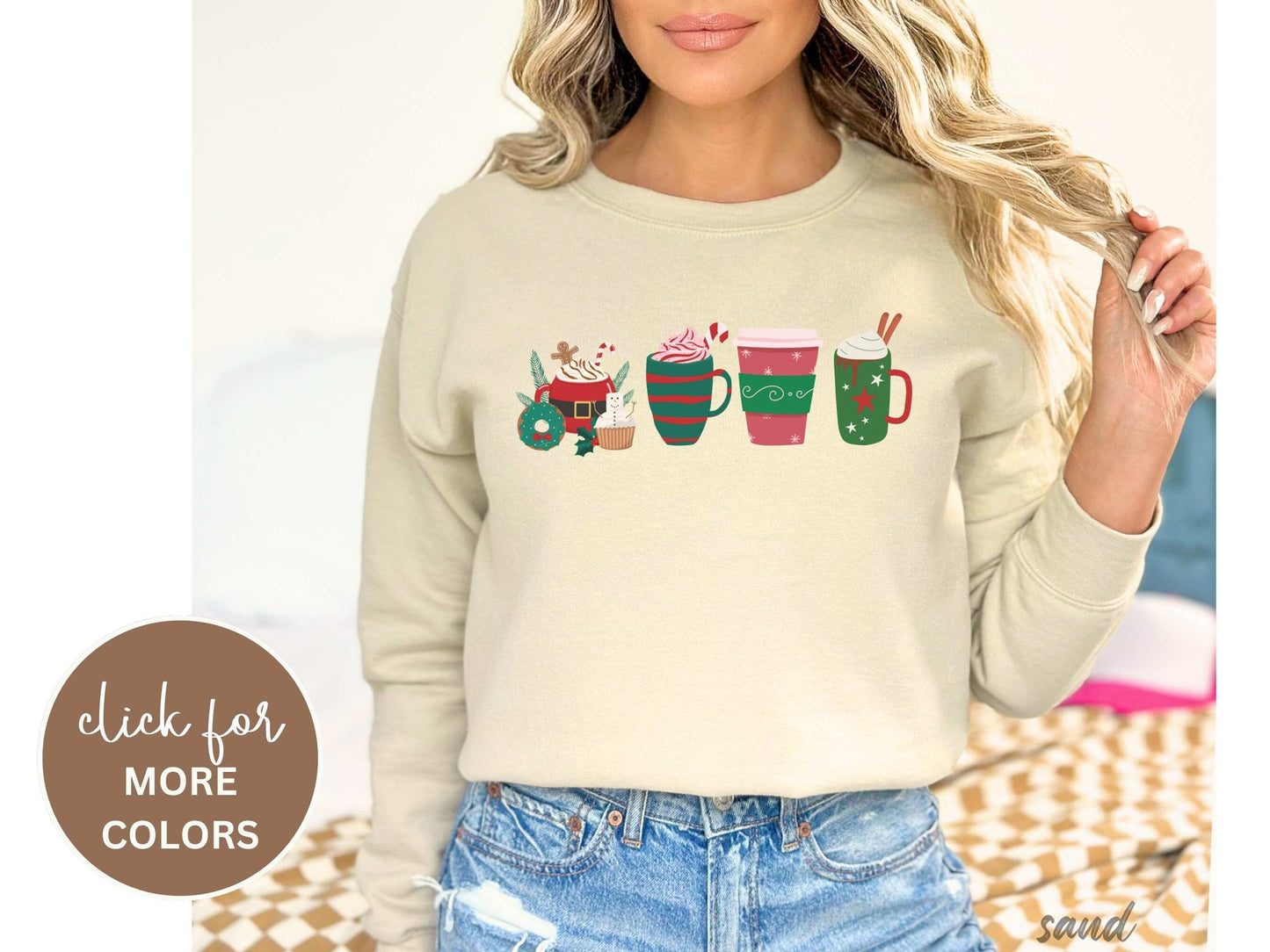 Gingerbread Christmas Coffee Cookies Sweatshirt, Cute Women's Christmas Sweatshirt, Christmas Crewneck, Holiday Sweatshirt Winter Sweatshirt