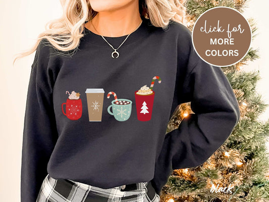 Christmas Coffee Sweatshirt, Cute Women's Christmas Sweathirt, Christmas Crewneck, Holiday Sweatshirt, Winter Sweatshirt, Candy Cane Shirt