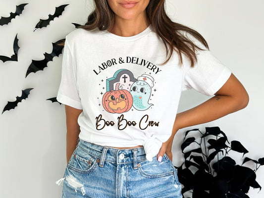 Nurse Halloween Shirt, Halloween Labor And Delivery Nurse Shirt, Boo Boo Crew L&D Nurse TShirt, Groovy L and D Nurse Tee, Mother Baby Nurse
