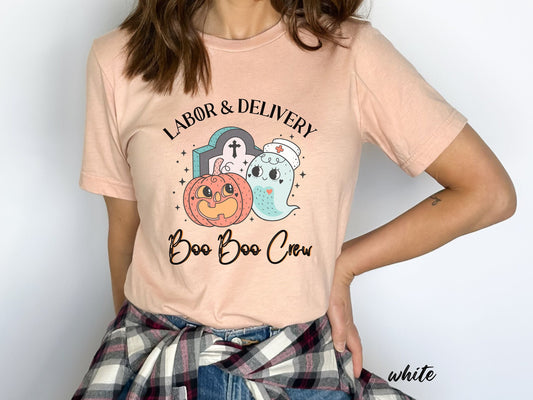 Nurse Halloween Shirt, Halloween Labor And Delivery Nurse Shirt, Boo Boo Crew L&D Nurse TShirt, Groovy L and D Nurse Tee, Mother Baby Nurse