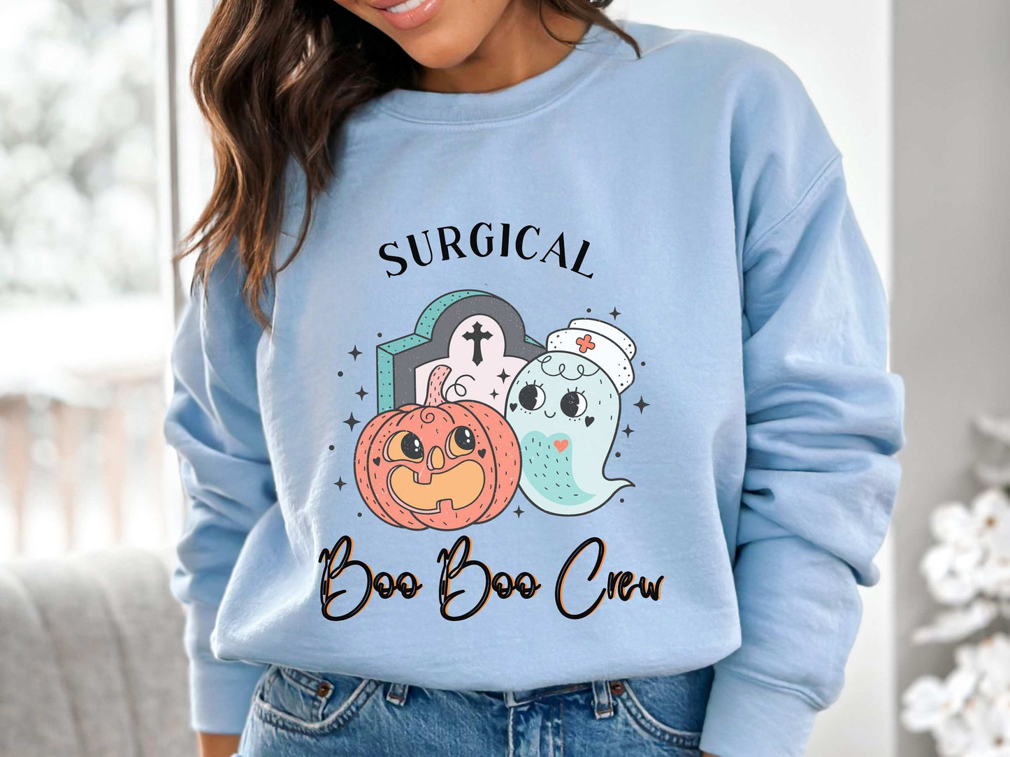 Surgical Nurse Halloween Shirt, Halloween Surgical Shirt, Boo Boo Crew Surgery Nurse Shirt, Groovy Nurse Halloween Sweatshirt, Retro Nurse T