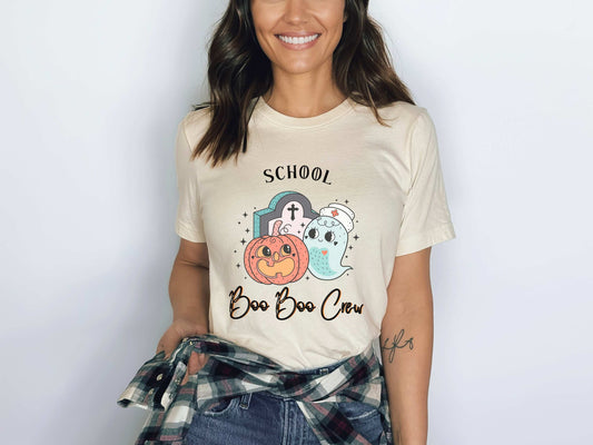 School Nurse Halloween Shirt, Halloween School Nurse Shirt, Boo Boo Crew School Nurse Shirt, Groovy Nurse Halloween Sweatshirt, School Nurse