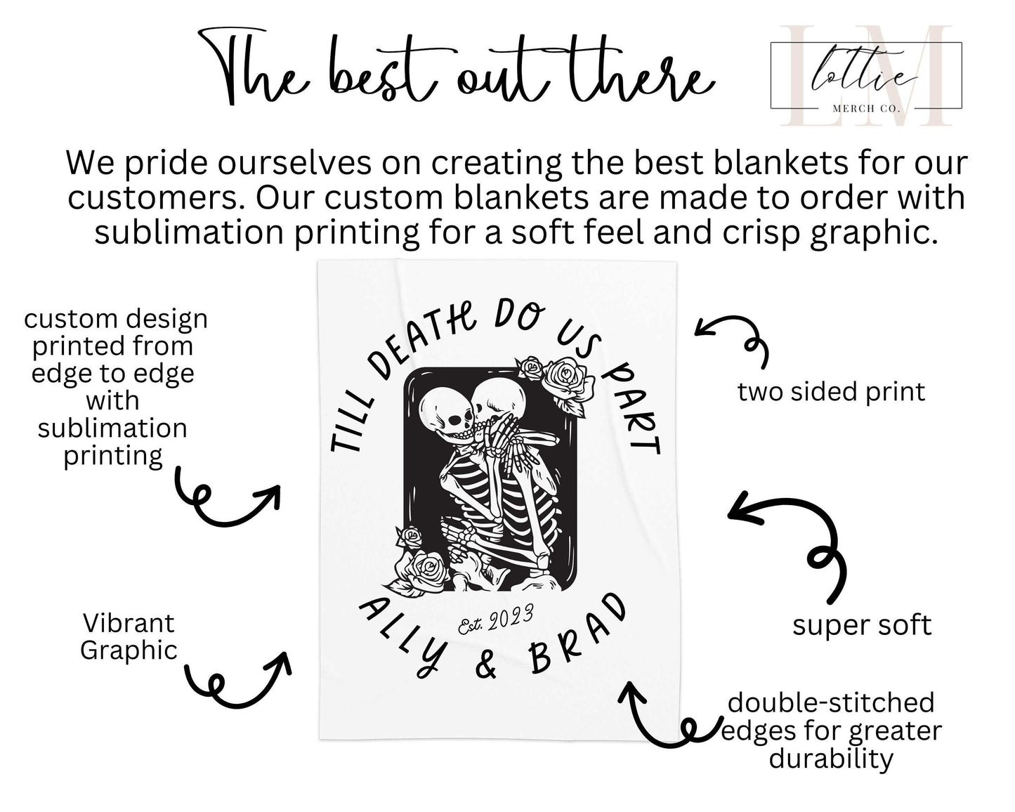 Custom Gift for Couple, Till Death Do Us Part Blanket, Halloween Wedding Gift, Skeleton Couple Custom Wedding Gift Blanket Wall Decor Gothic