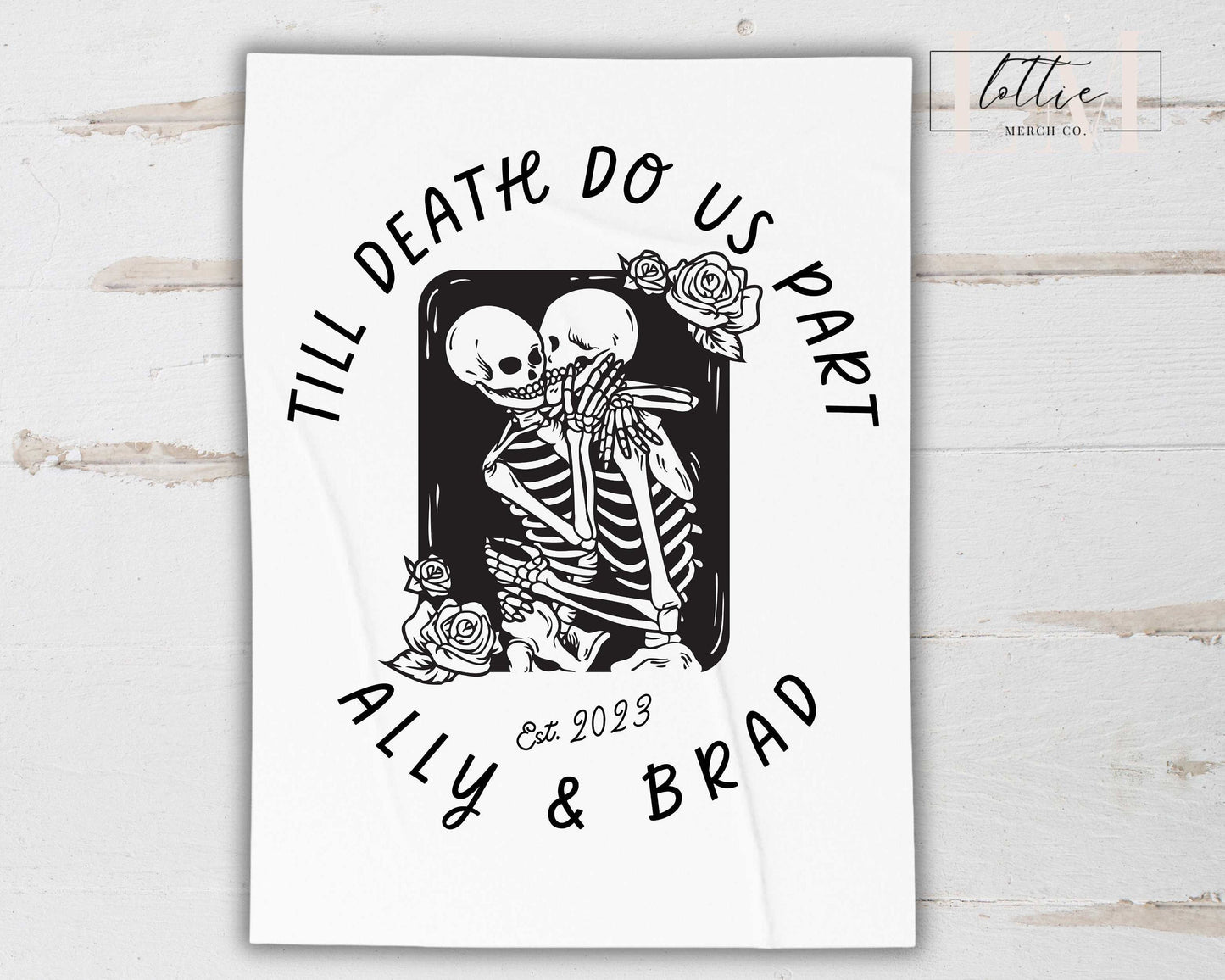 Custom Gift for Couple, Till Death Do Us Part Blanket, Halloween Wedding Gift, Skeleton Couple Custom Wedding Gift Blanket Wall Decor Gothic