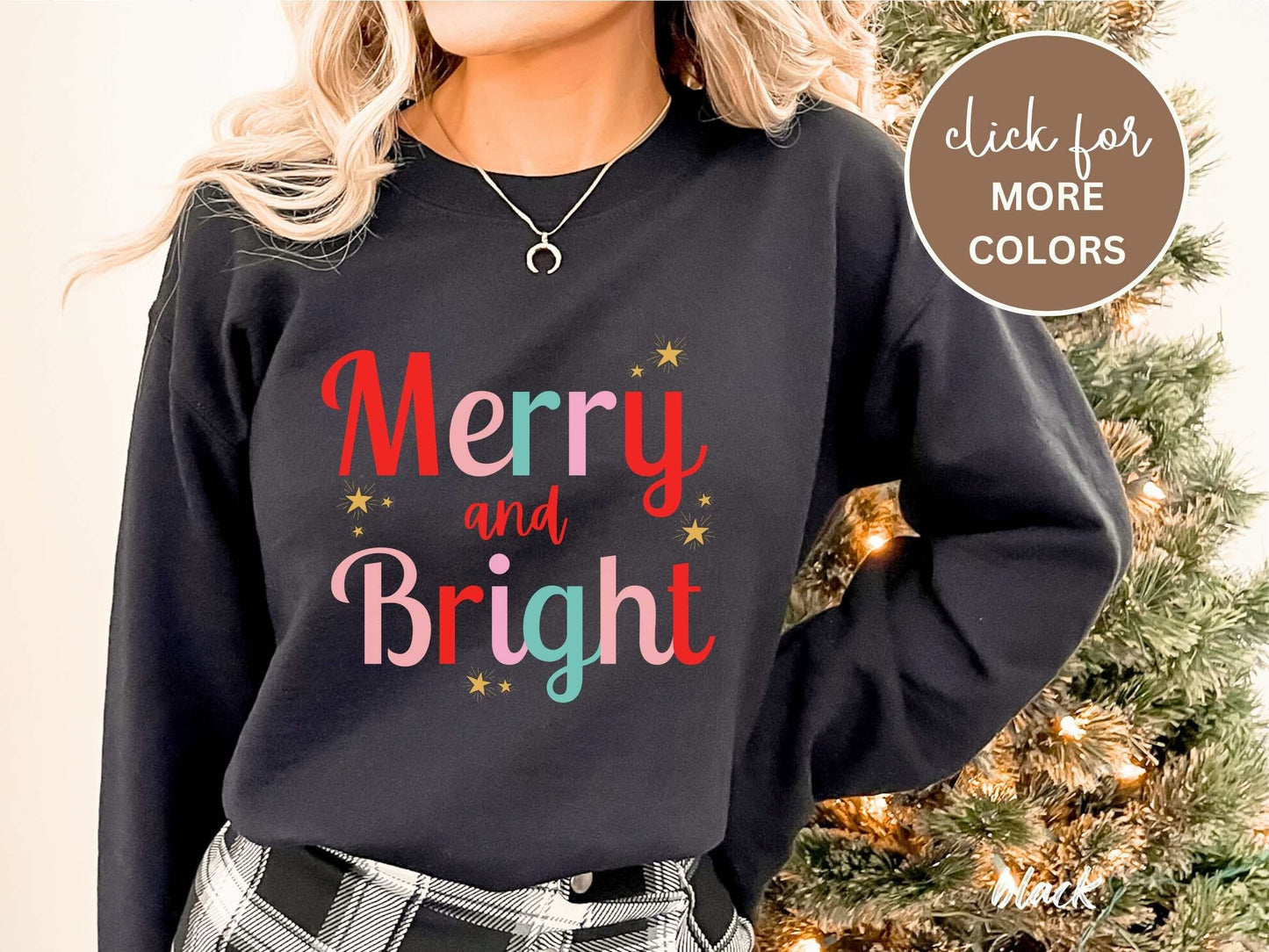 Merry and Bright Christmas Sweatshirt, Cute Christmas Sweatshirt, Christmas Sweater, Christmas Sweatshirt for Women, Cozy Holiday Sweatshirt