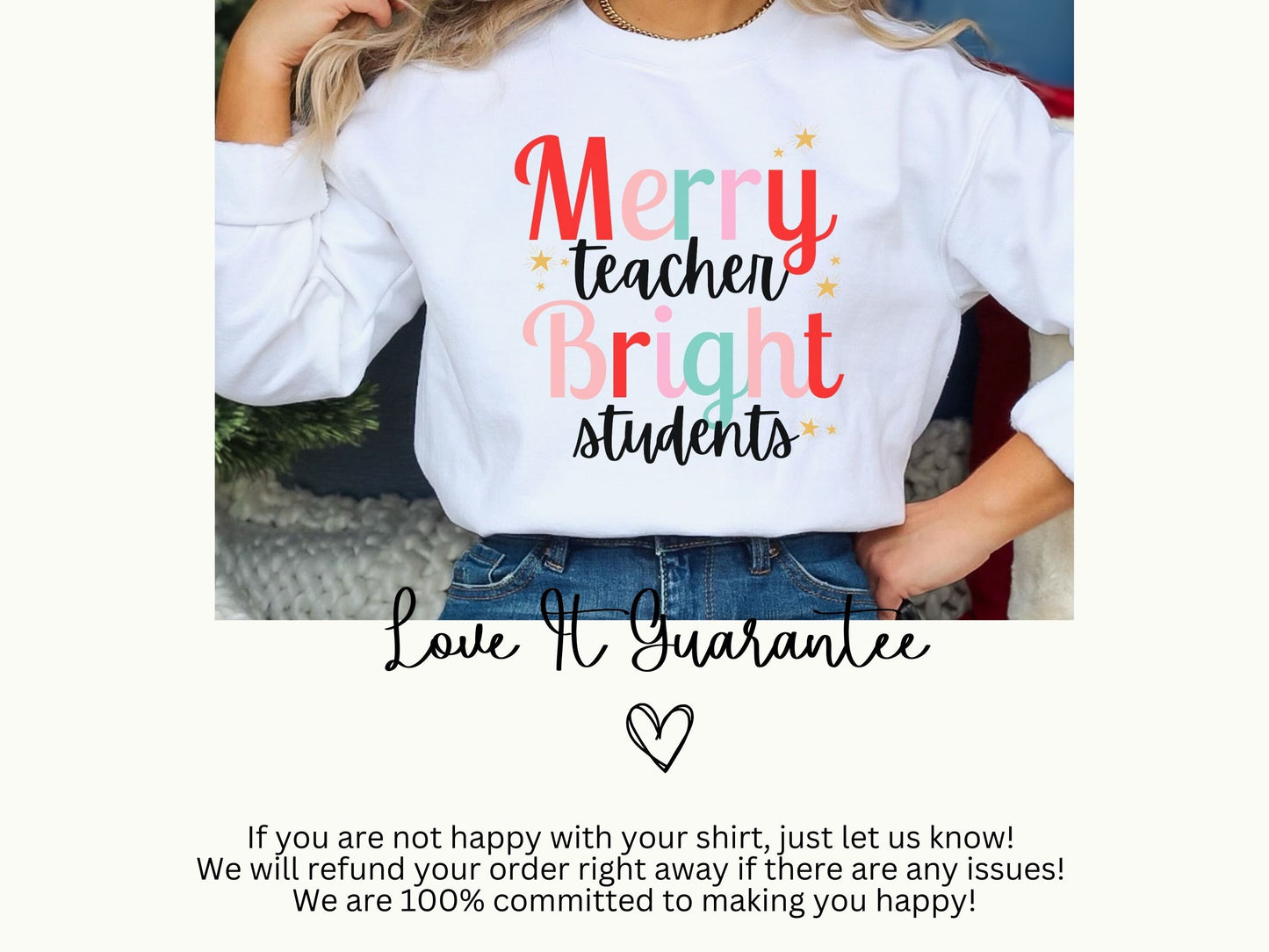 Merry Teacher Bright Students Christmas Sweatshirt, Funny Teacher Student Sweatshirt, Christmas School Sweatshirt, Teacher Christmas Gift