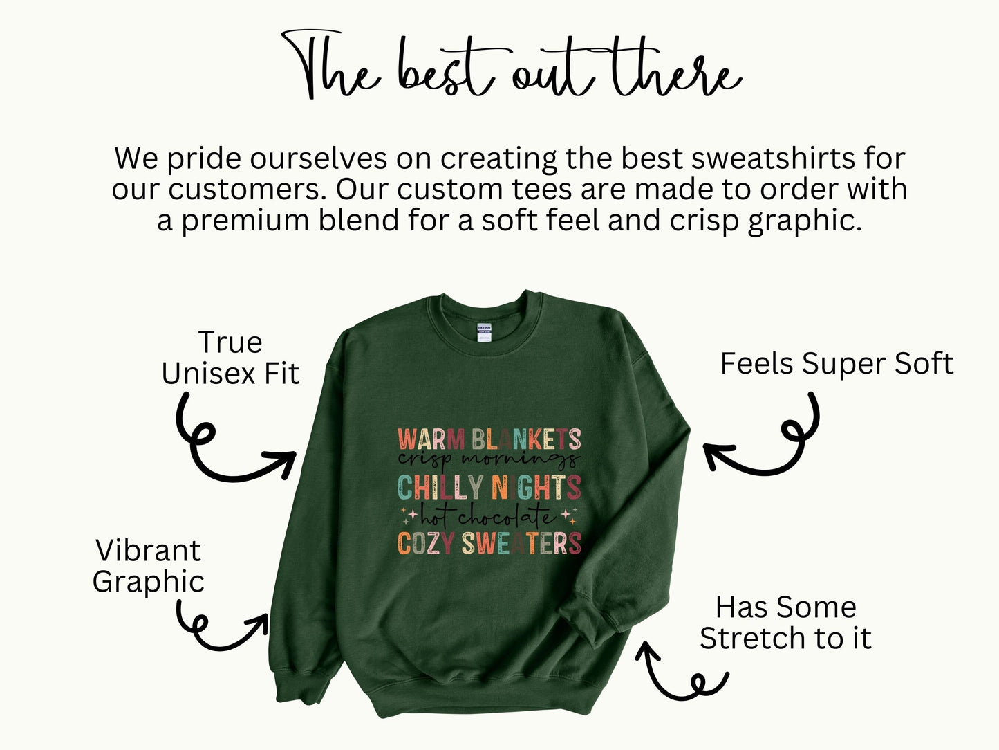 Warm blankets, Chilly nights Sweatshirt Shirt For Women, Cute Fall Gift For Her Crewneck Matching, Thanksgiving Shirt, Cozy Sweaters