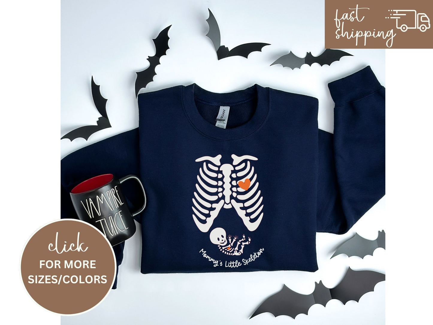 Halloween Skeleton Pregnancy Shirt Maternity Sweatshirt, Funny Pregnancy Announcement Shirt 2023, Pregnant Mom Costume, New Mom Sweater