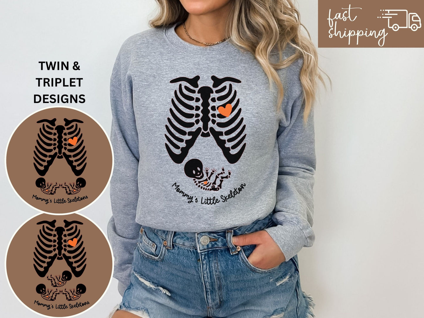 Halloween Skeleton Pregnancy Shirt Maternity Sweatshirt, Funny Pregnancy Announcement Shirt 2023, Pregnant Mom Costume, New Mom Sweater