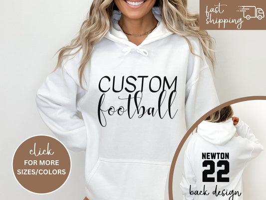 Custom Football Tshirt Hoodie Sweatshirt, Football Spirit Wear, Mom Hoodie, Football Cheer Mom, Football Dad Hoodie, Custom Team Colors No
