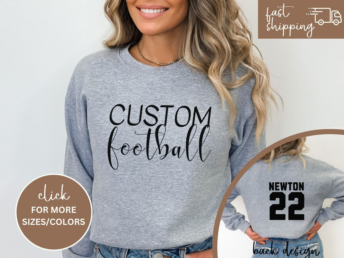 Custom Football Tshirt Hoodie Sweatshirt, Football Spirit Wear, Mom Hoodie, Football Cheer Mom, Football Dad Hoodie, Custom Team Colors No