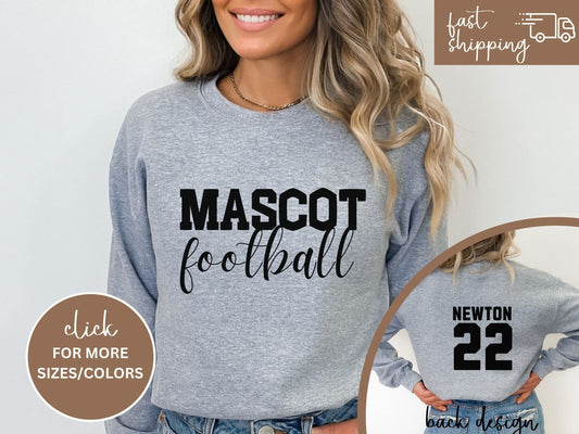 Custom Football Tshirt Hoodie Sweatshirt, Football Spirit Wear, Mom Hoodie, Football Cheer Mom, Football Dad Hoodie, Custom Team Colors No