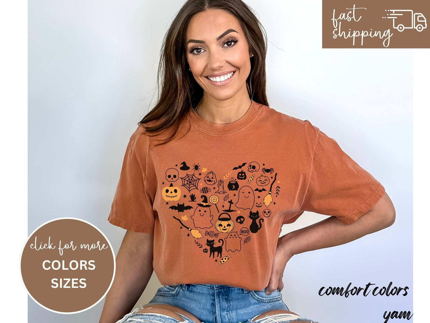 Halloween Doodles Heart Shirt, Cute Halloween Graphic Tee, Pumpkin Witch Ghost Spooky Mom Shirt, Halloween Tees, Lets Get Spooky, Spookie