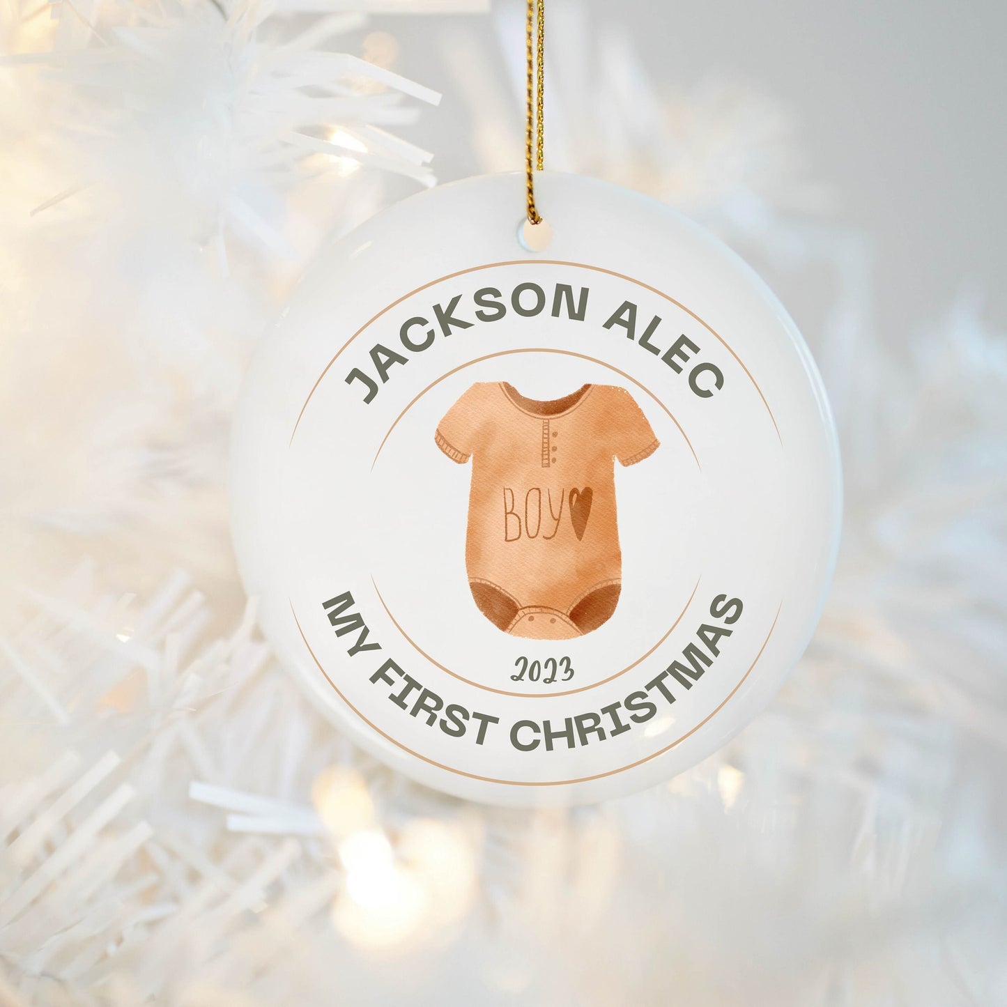 Boho Baby 1st Christmas Ornament, First Christmas, Photo Ornament, Christmas Ornament, 1st Christmas Gift, Personalized Ornament, Baby Gift