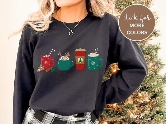 Gingerbread Christmas Coffee Cookies Sweatshirt, Cute Women's Christmas Sweatshirt, Christmas Crewneck, Holiday Sweatshirt Winter Sweatshirt