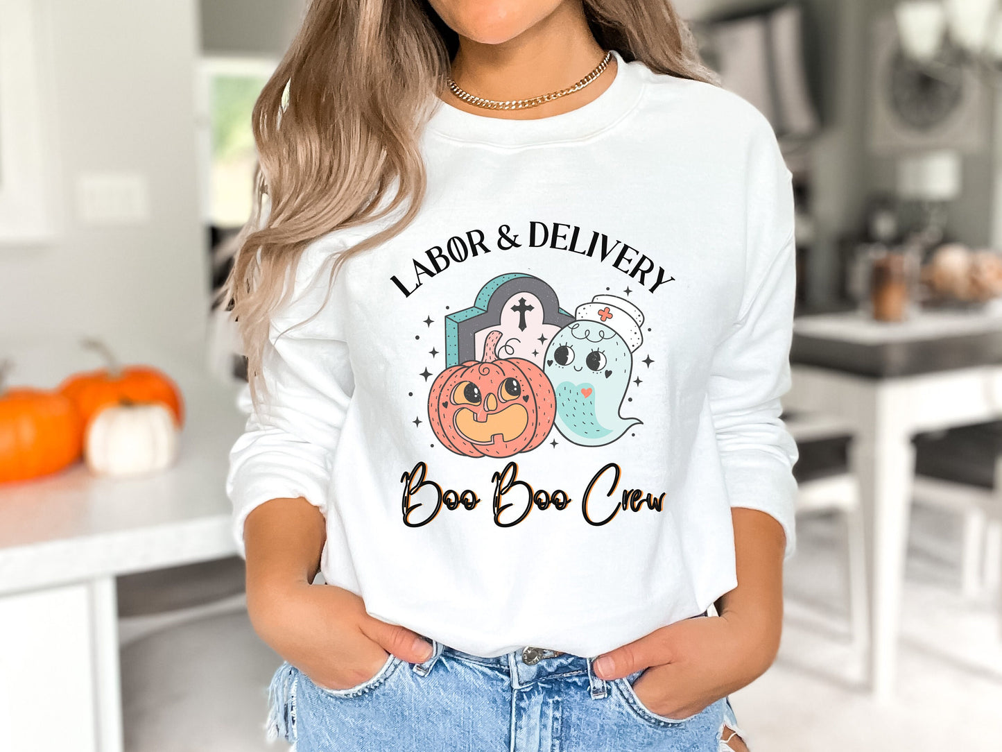 Nurse Halloween Shirt, Halloween Labor And Delivery Nurse Shirt, Boo Boo Crew L&D Nurse TShirt, Groovy L and D Nurse Tee, Mother Baby Nurse
