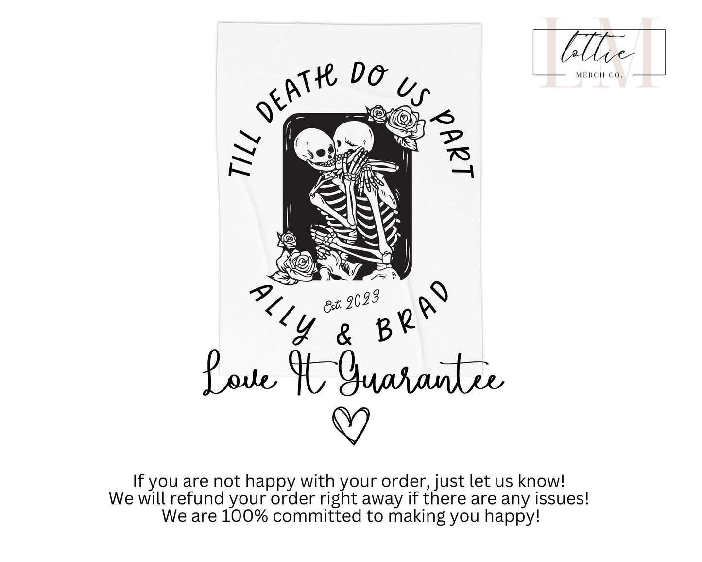 Custom Gift for Couple, Till Death Do Us Part Blanket, Halloween Wedding Gift, Skeleton Couple Custom Wedding Gift Blanket Wall Decor Gothic