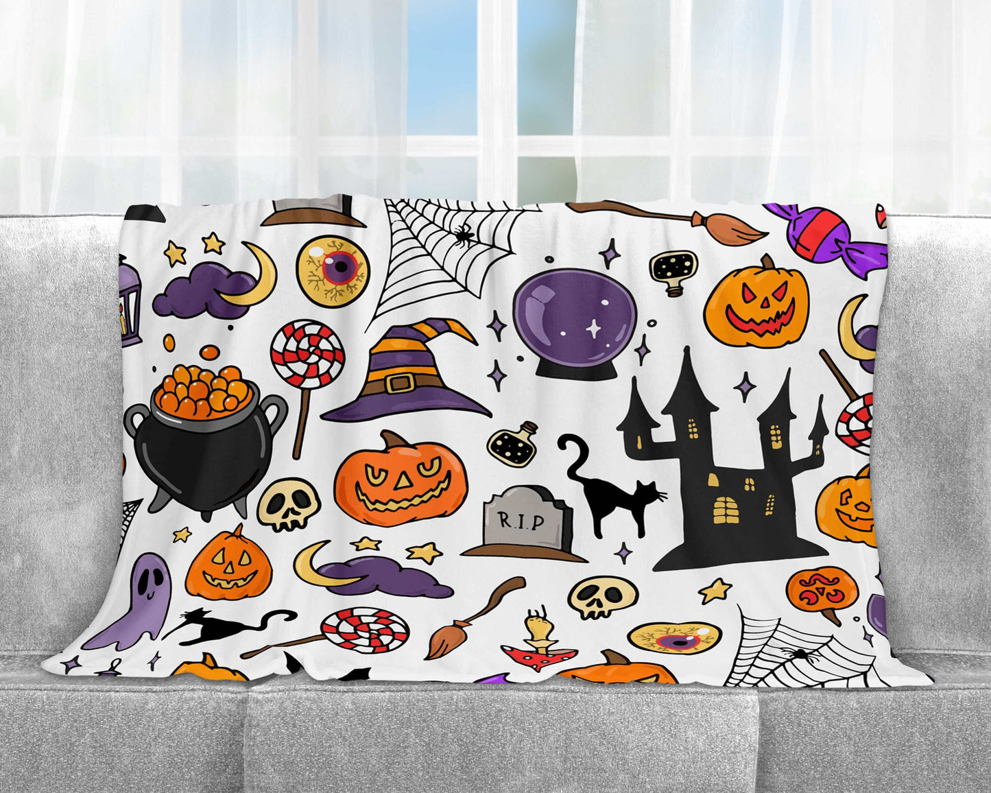 Halloween Blanket, Pumpkin Halloween Ghost Blanket For Fall Decor, Halloween Baby Blanket, Autumn Blanket, Halloween Movie Watching Blanket