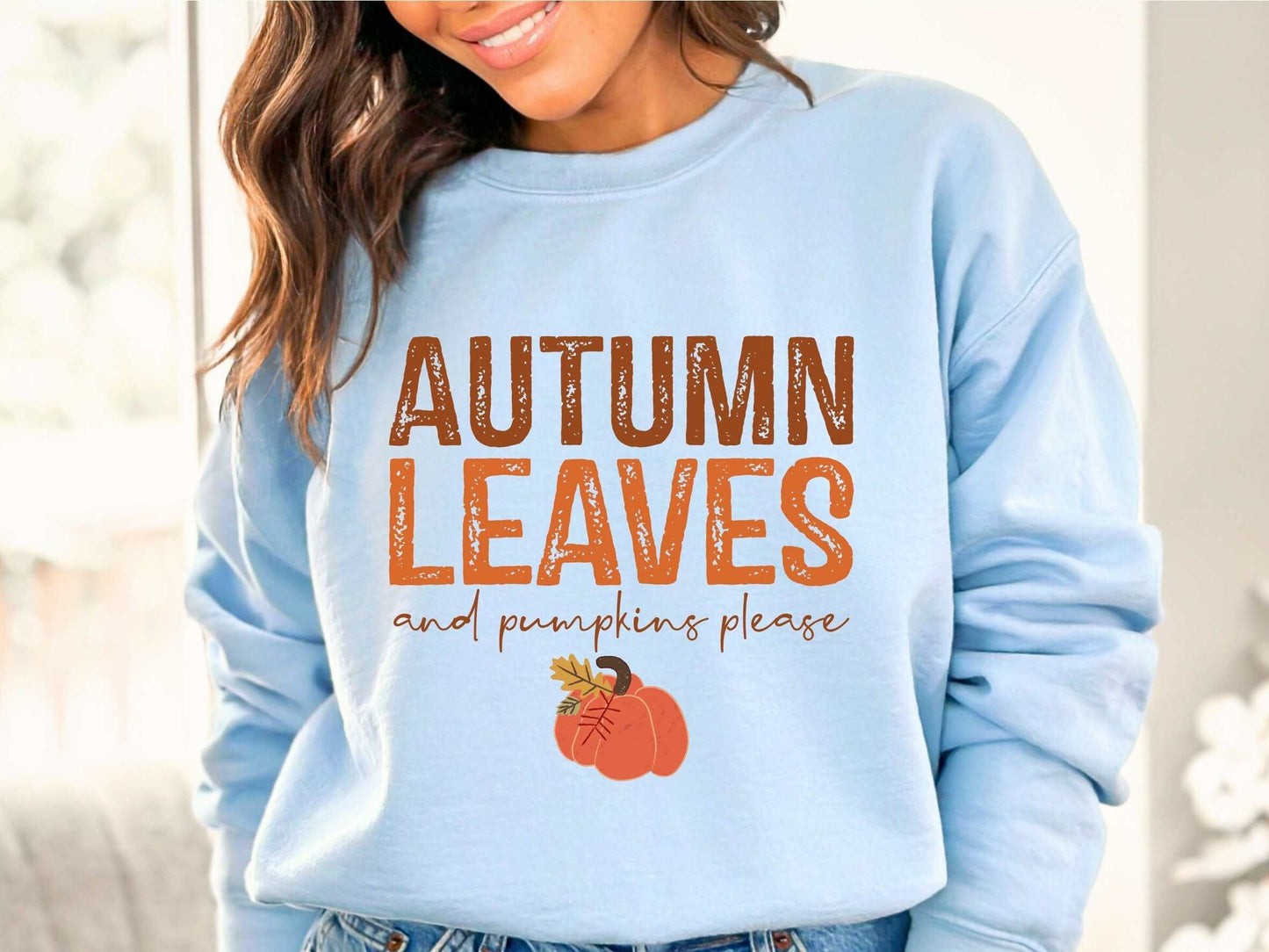 Fall Autumn Leaves Shirt Sweatshirt Tshirt, Pumpkins Please Shirt For Women, Cute Fall Gift For Her Crewneck Matching, Thanksgiving Shirt