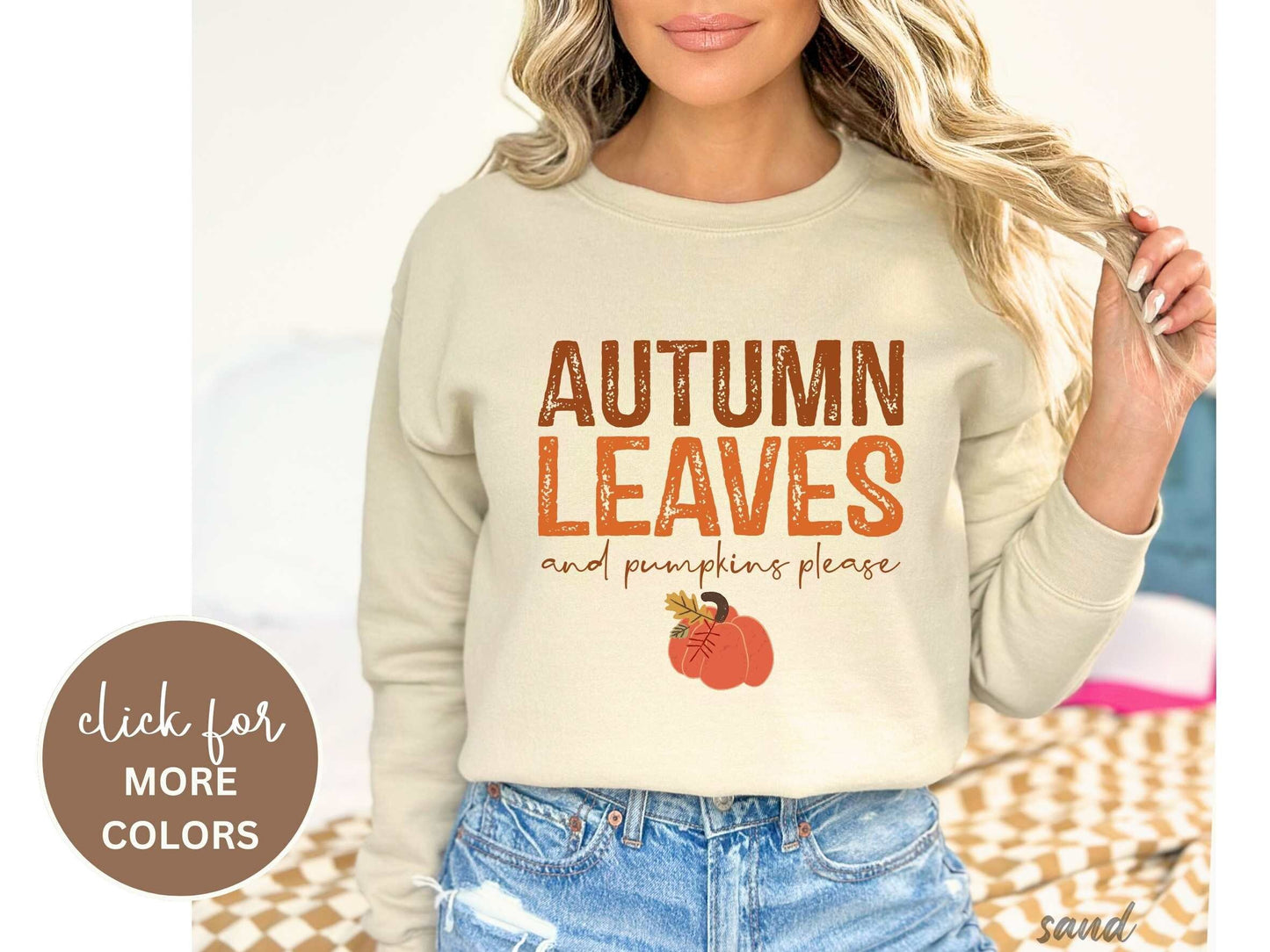 Fall Autumn Leaves Shirt Sweatshirt Tshirt, Pumpkins Please Shirt For Women, Cute Fall Gift For Her Crewneck Matching, Thanksgiving Shirt