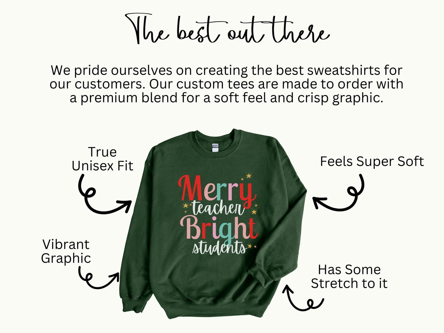 Merry Teacher Bright Students Christmas Sweatshirt, Funny Teacher Student Sweatshirt, Christmas School Sweatshirt, Teacher Christmas Gift