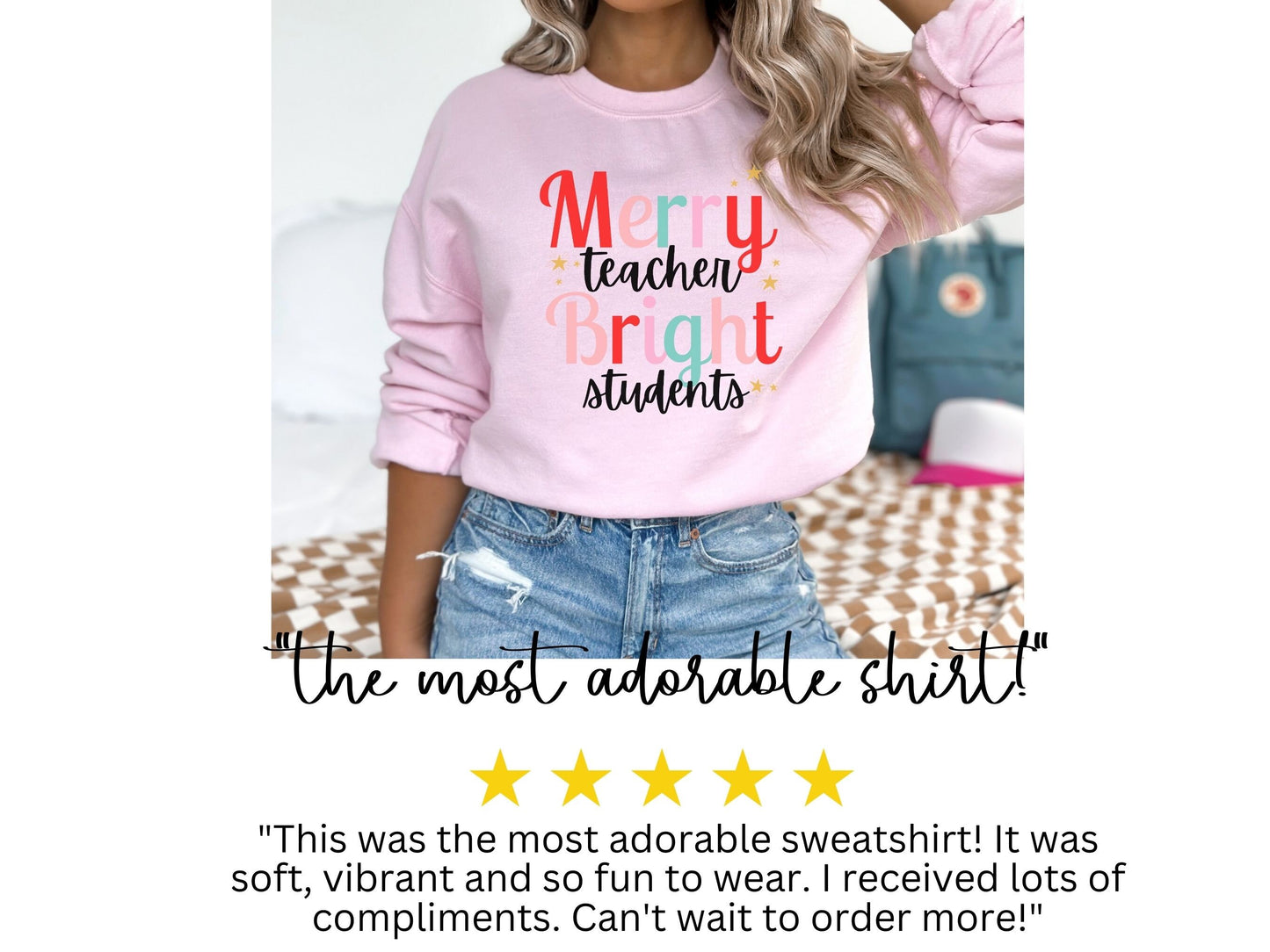 Merry Teacher Bright Students Christmas Sweatshirt, Funny Teacher Student Sweatshirt, Christmas School Sweatshirt, Teacher Christmas Gift